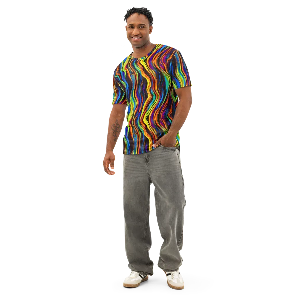 Celestial Waves on Men's Cotton Crew Neck T-Shirt — Front