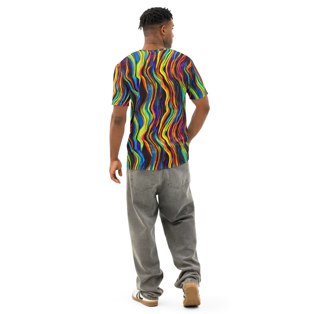 Celestial Waves on Men's Cotton Crew Neck T-Shirt — Back