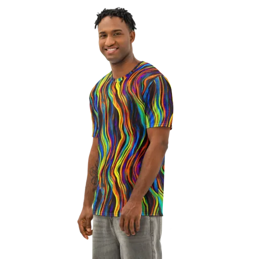 Celestial Waves on a Men's Cotton Crew Neck T-Shirt