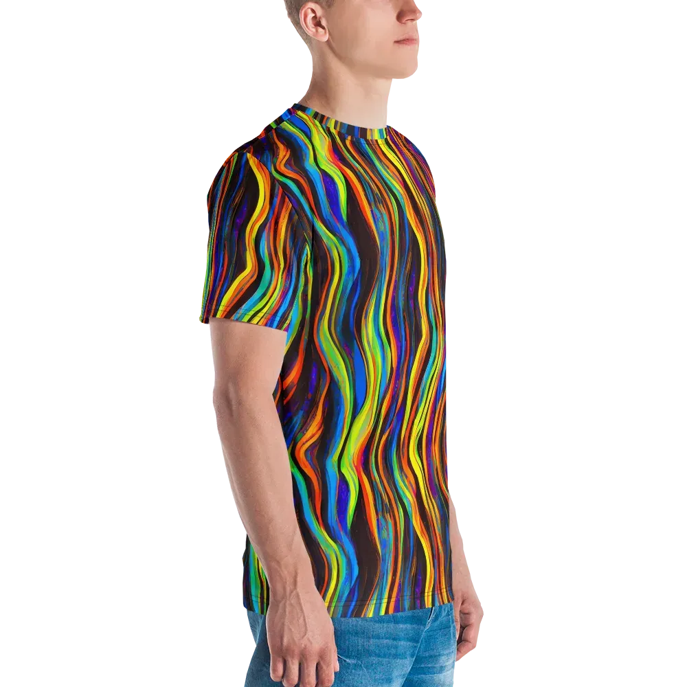 Celestial Waves on Men's Crew Neck T-Shirt — Right