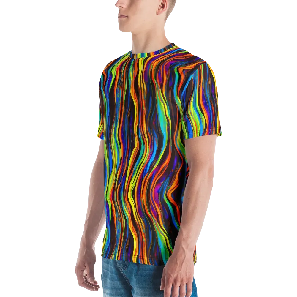 Celestial Waves on Men's Crew Neck T-Shirt — Left