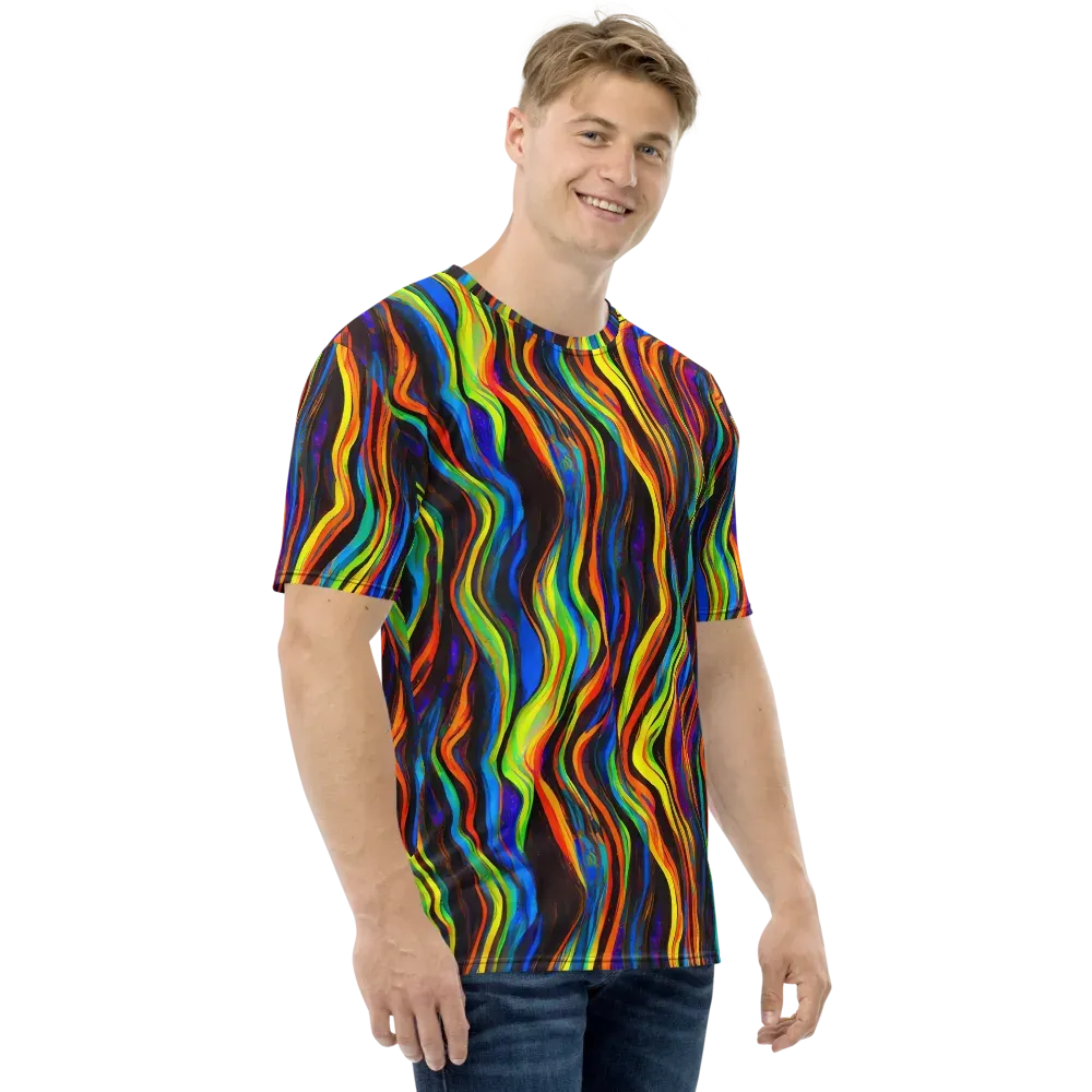 Celestial Waves on Men's Crew Neck T-Shirt — Right