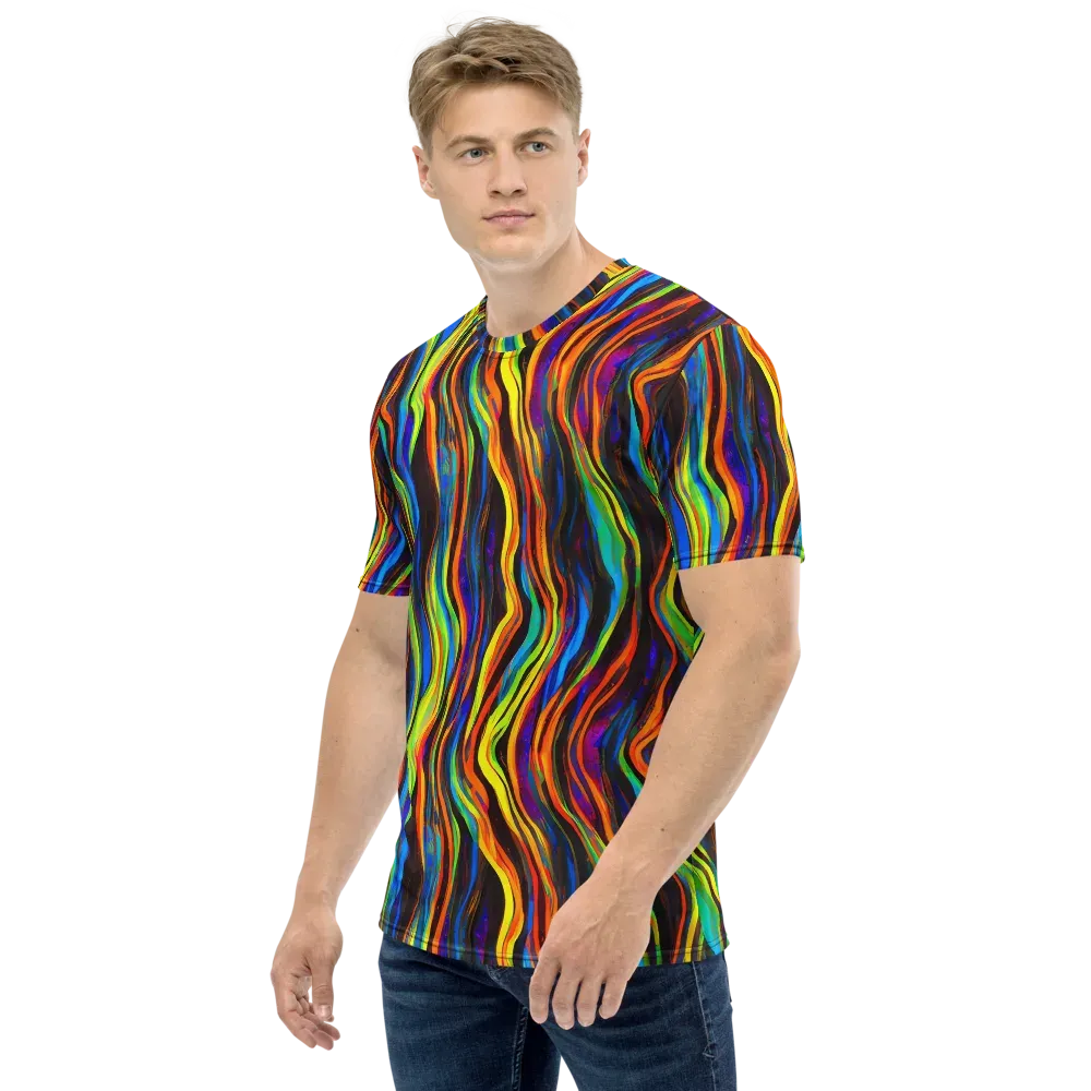 Celestial Waves on Men's Crew Neck T-Shirt — Left