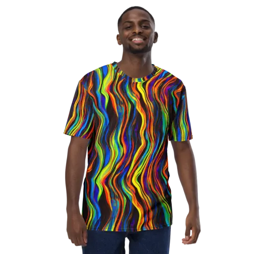 Celestial Waves on a Men's Crew Neck T-Shirt