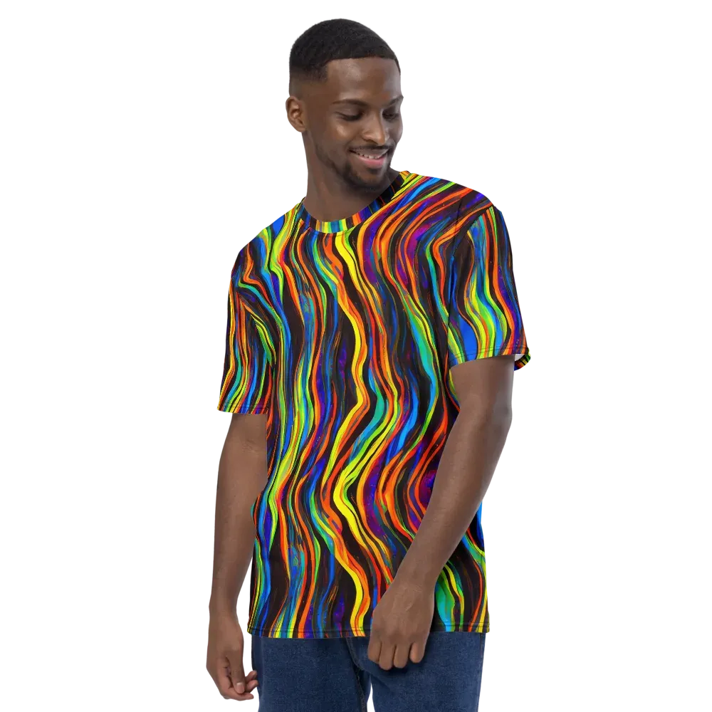 Celestial Waves on Men's Crew Neck T-Shirt — Left