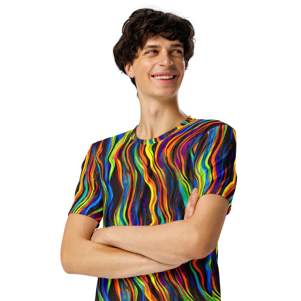 Celestial Waves on Men's Crew Neck T-Shirt — Left Front
