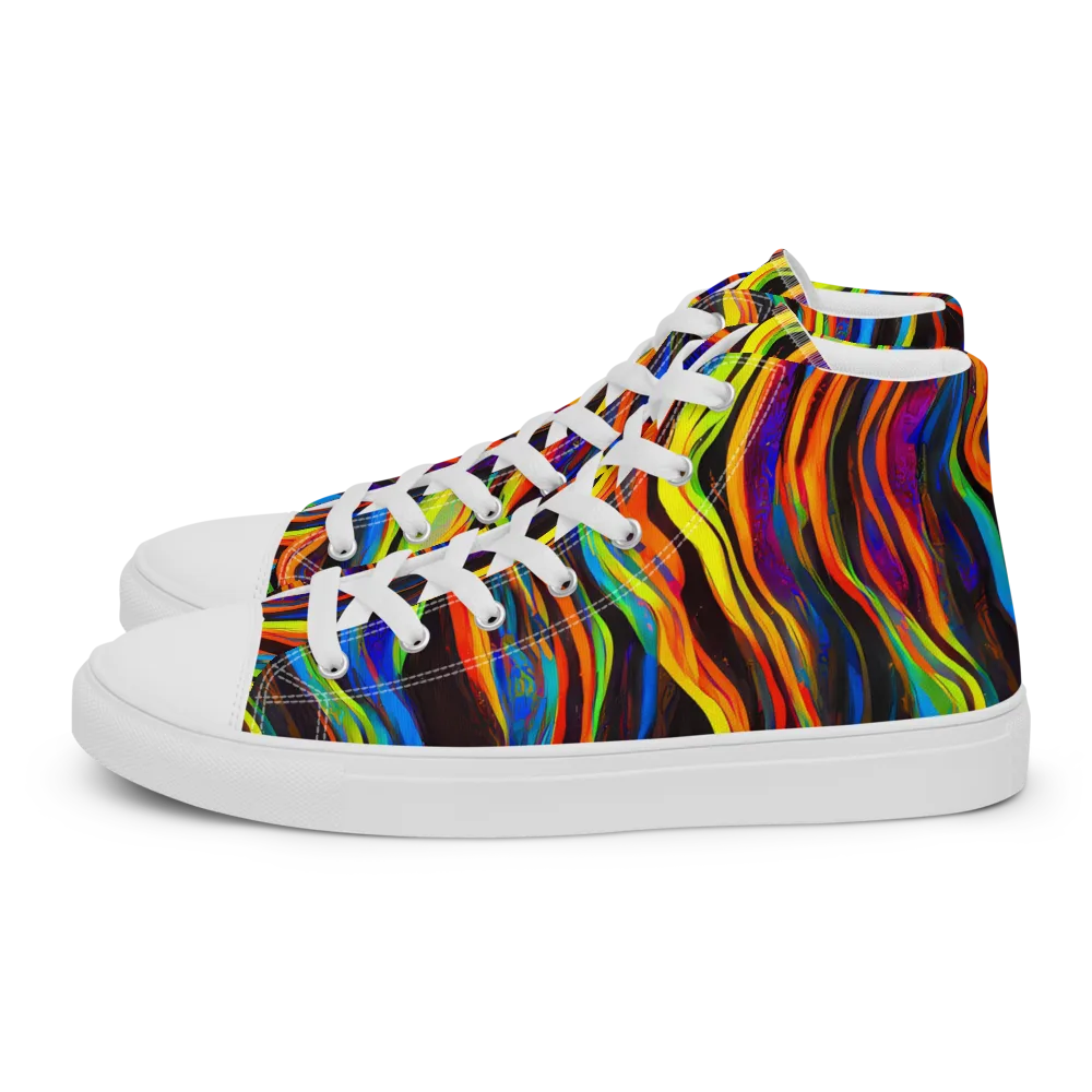 Celestial Waves on Men's High Top Canvas Shoes — Left