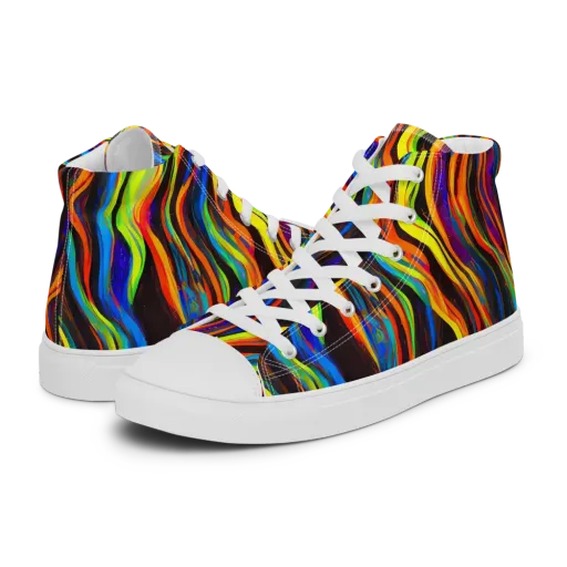 Celestial Waves on a Men's High Top Canvas Shoes