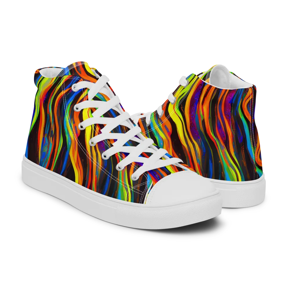 Celestial Waves on Men's High Top Canvas Shoes — Right