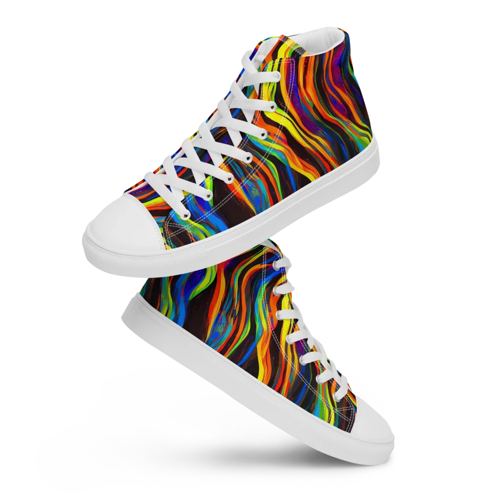 Celestial Waves on Men's High Top Canvas Shoes — Front