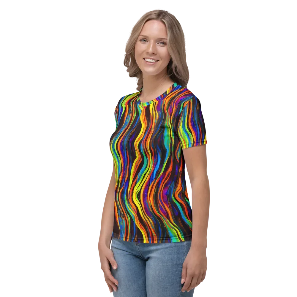 Celestial Waves on Women's Crew Neck T-Shirt — Left