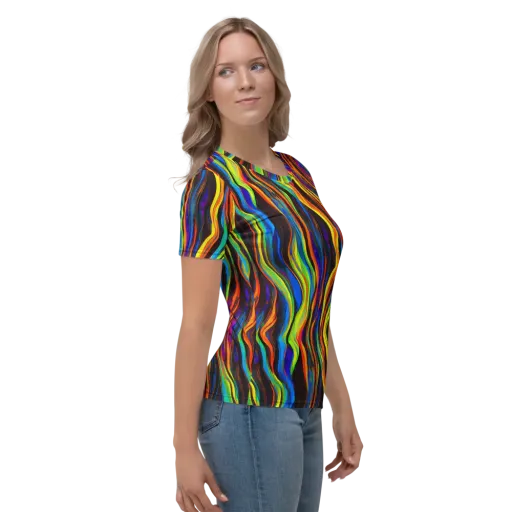 Celestial Waves on a Women's Crew Neck T-Shirt