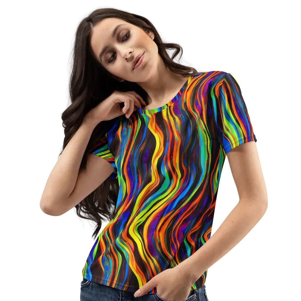 Celestial Waves on Women's Crew Neck T-Shirt — Left Front