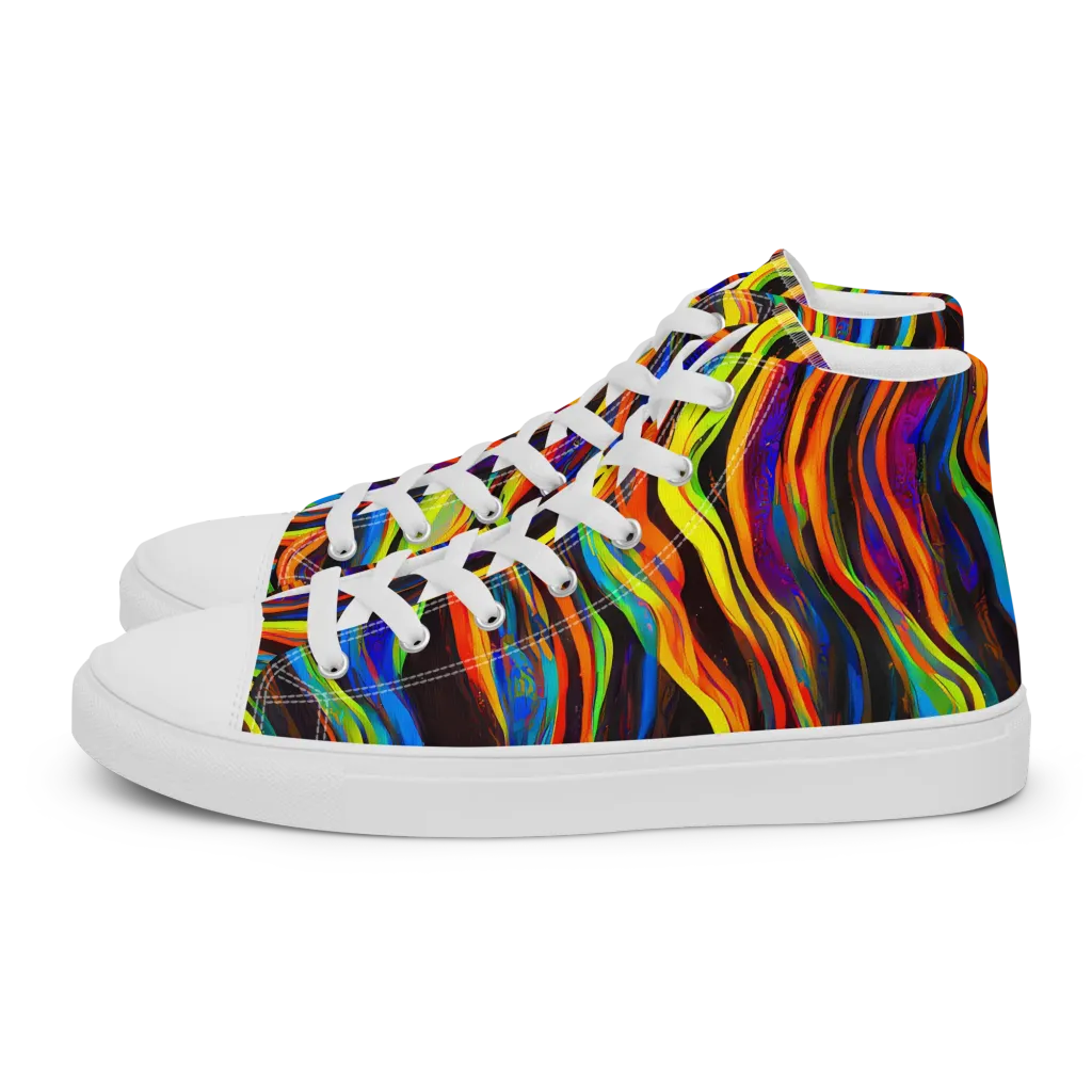 Celestial Waves on Women's High Top Canvas Shoes — Left