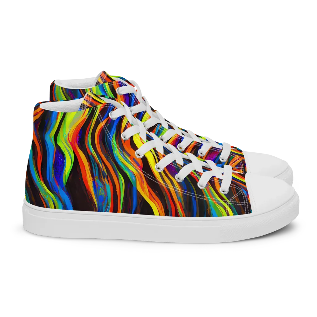 Celestial Waves on Women's High Top Canvas Shoes — Right