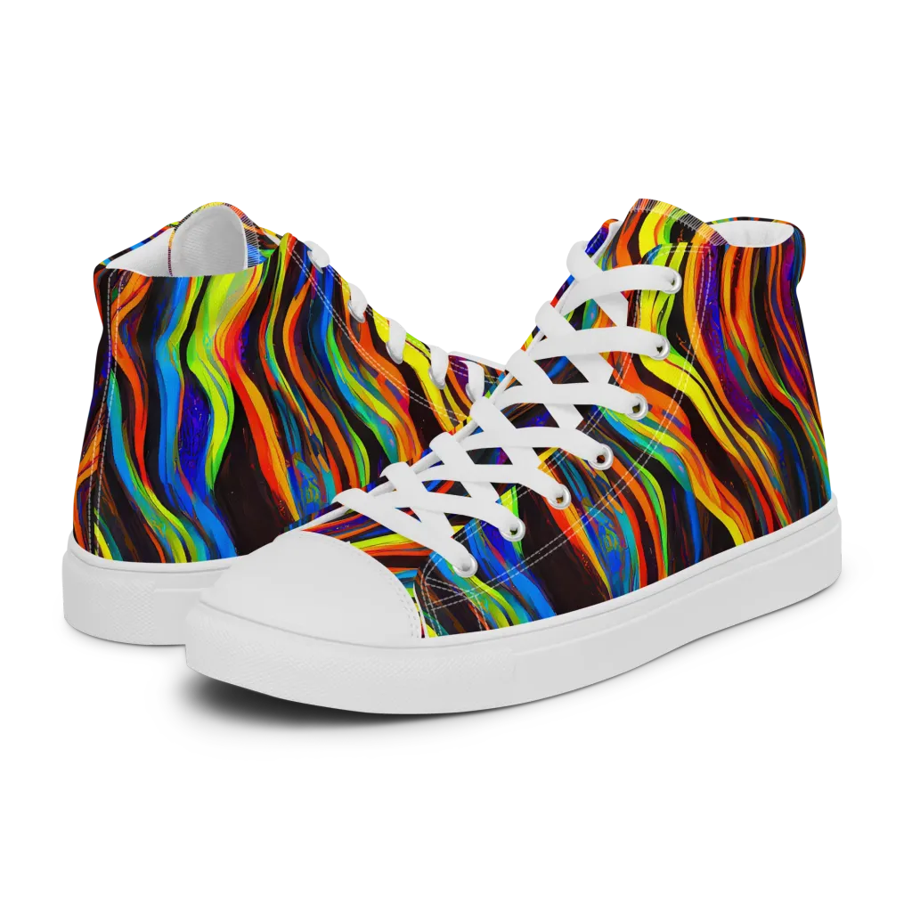 Celestial Waves on Women's High Top Canvas Shoes — Left