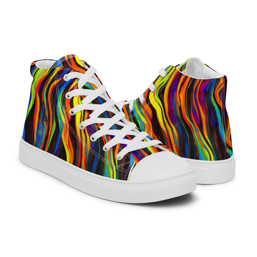 Celestial Waves on Women's High Top Canvas Shoes — Right