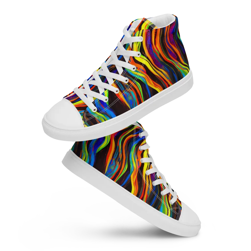 Celestial Waves on Women's High Top Canvas Shoes — Front
