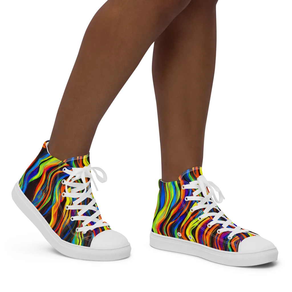 Celestial Waves on Women's High Top Canvas Shoes — Right