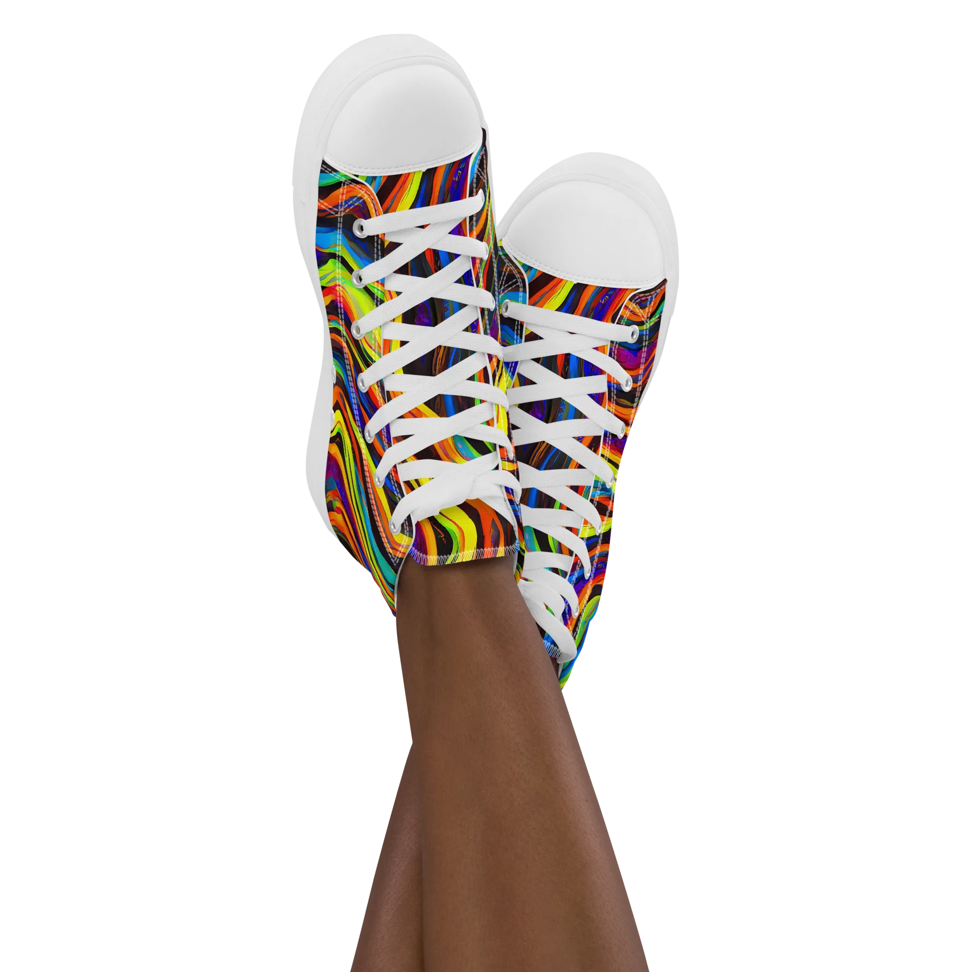 Celestial Waves on Women's High Top Canvas Shoes — Front