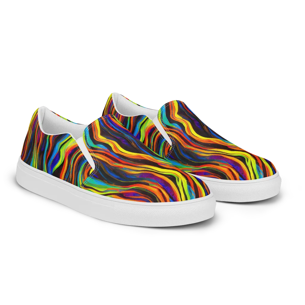Celestial Waves on Men's Slip-On Canvas Shoes — Right Front
