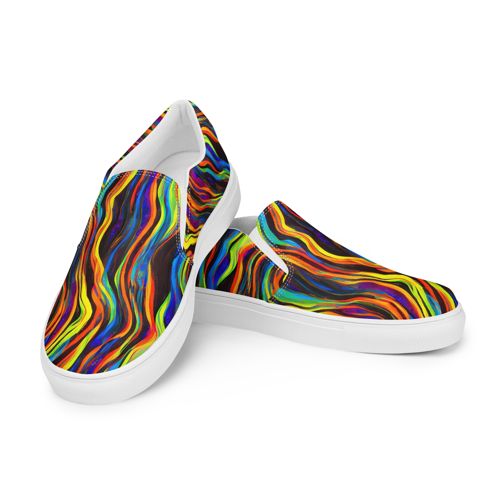 Celestial Waves on Men's Slip-On Canvas Shoes — Left Front