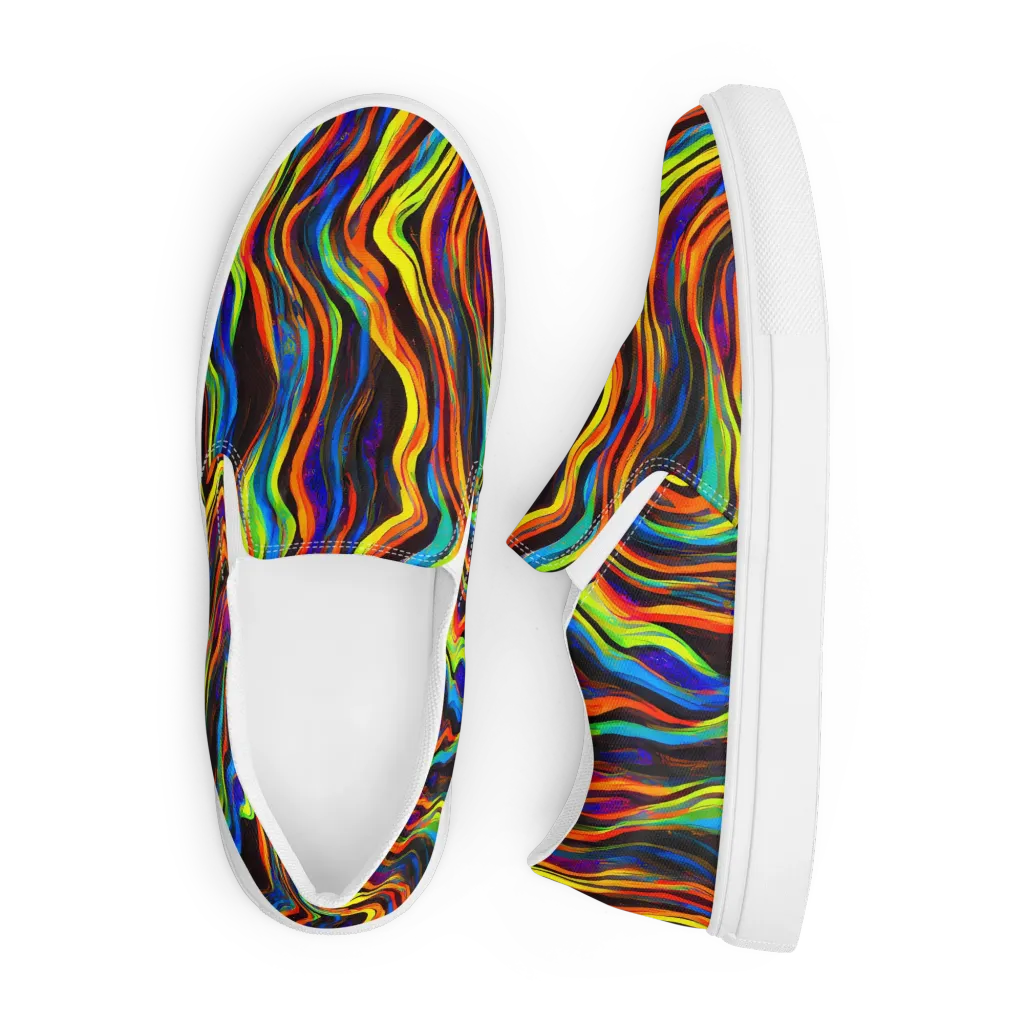 Celestial Waves on Men's Slip-On Canvas Shoes — Front