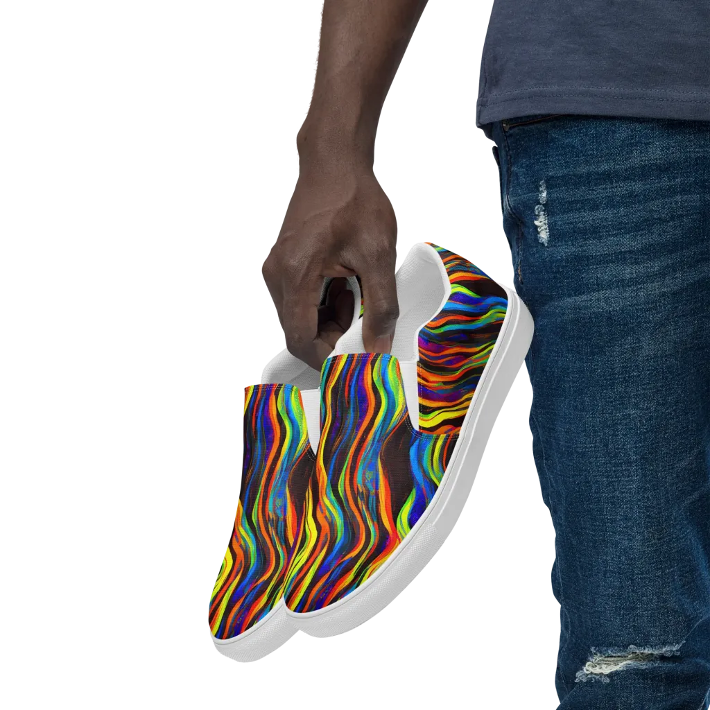 Celestial Waves on Men's Slip-On Canvas Shoes — Left Front
