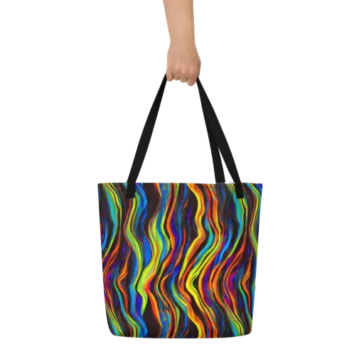 Celestial Waves on a Large Tote Bag W/ Pocket
