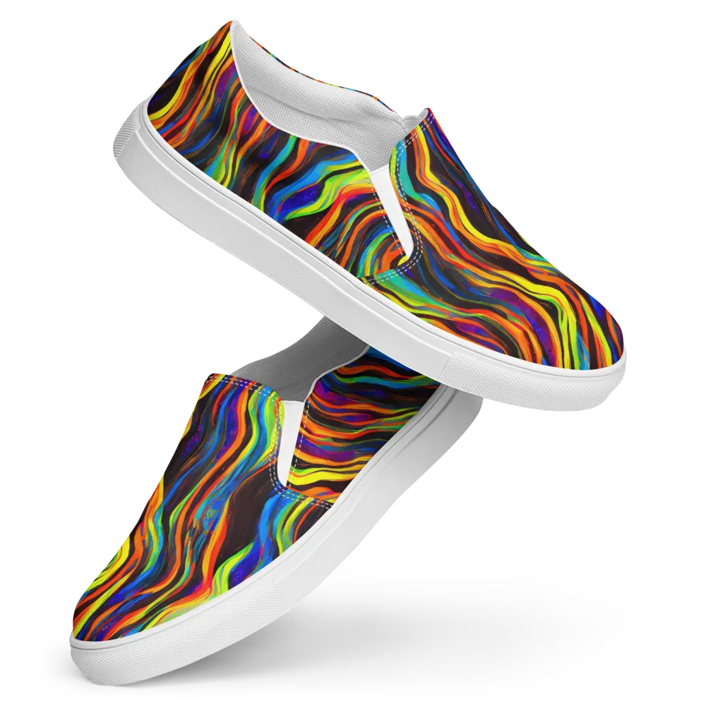 Celestial Waves on Women's Slip-On Canvas Shoes — Front