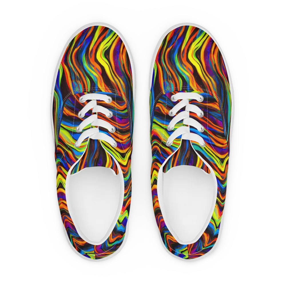 Celestial Waves on Men's Lace-Up Canvas Shoes — Front