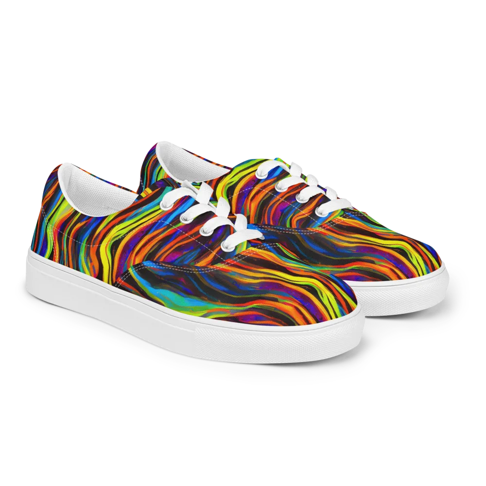 Celestial Waves on Men's Lace-Up Canvas Shoes — Right Front