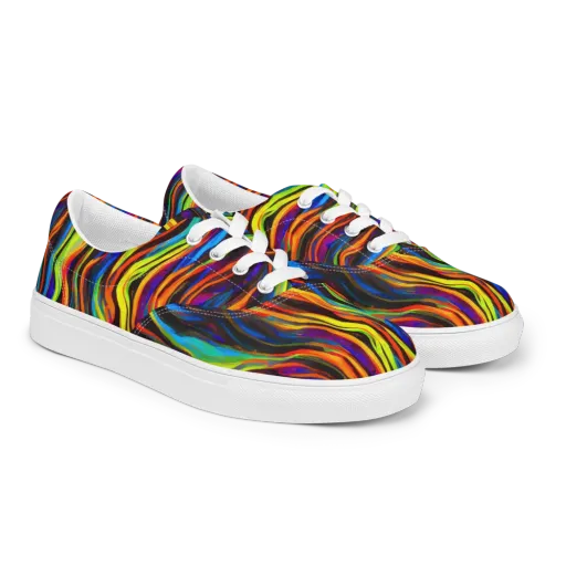 Celestial Waves on a Men's Lace-Up Canvas Shoes