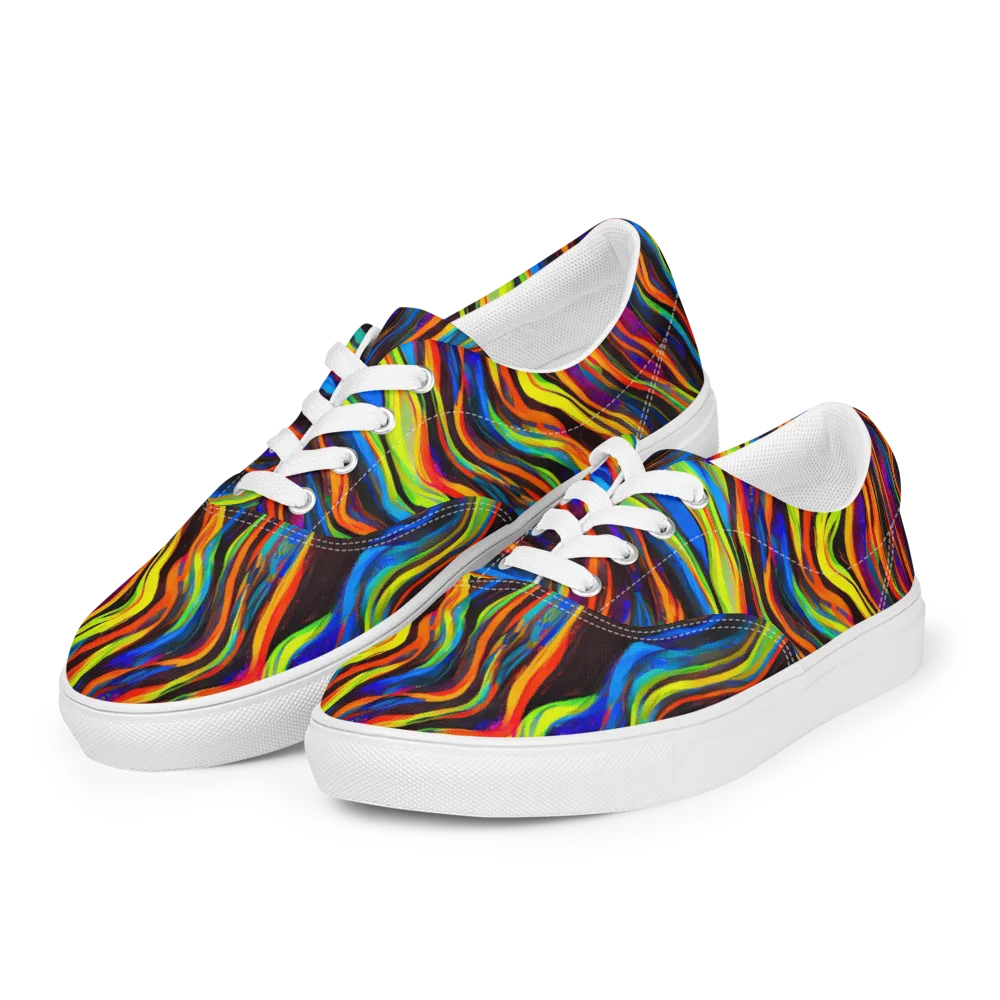 Celestial Waves on Men's Lace-Up Canvas Shoes — Left Front
