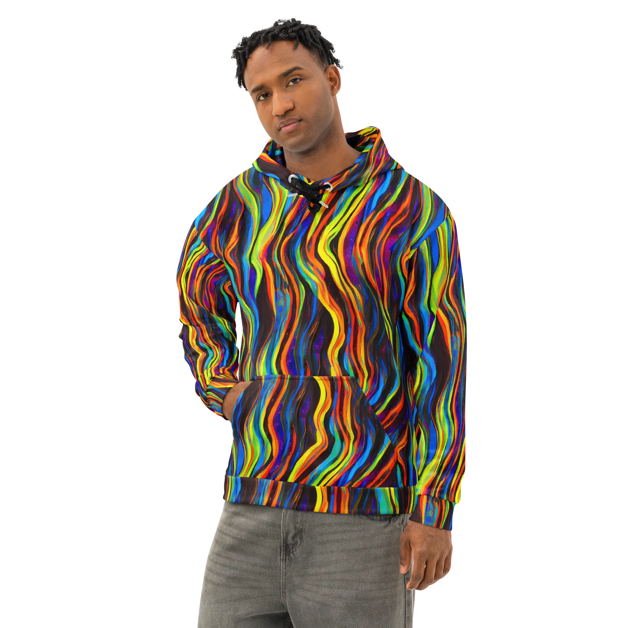 Celestial Waves on Cotton Hoodie — Left Front