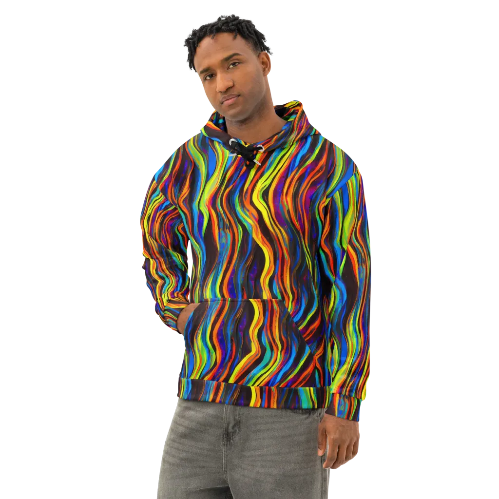 Celestial Waves on Cotton Hoodie — Left Front