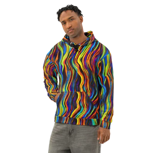 Celestial Waves on a Cotton Hoodie