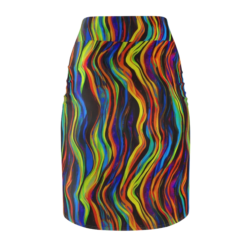Celestial Waves on Pencil Skirt — Back