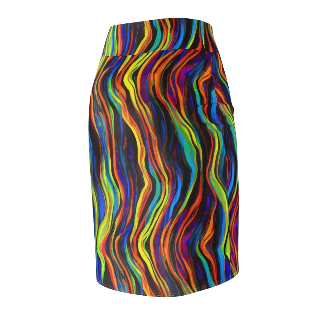 Celestial Waves on Pencil Skirt — Back Side