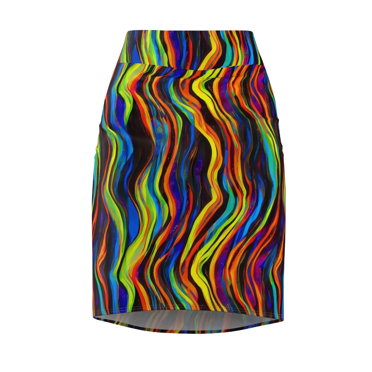 Celestial Waves on Pencil Skirt — Front