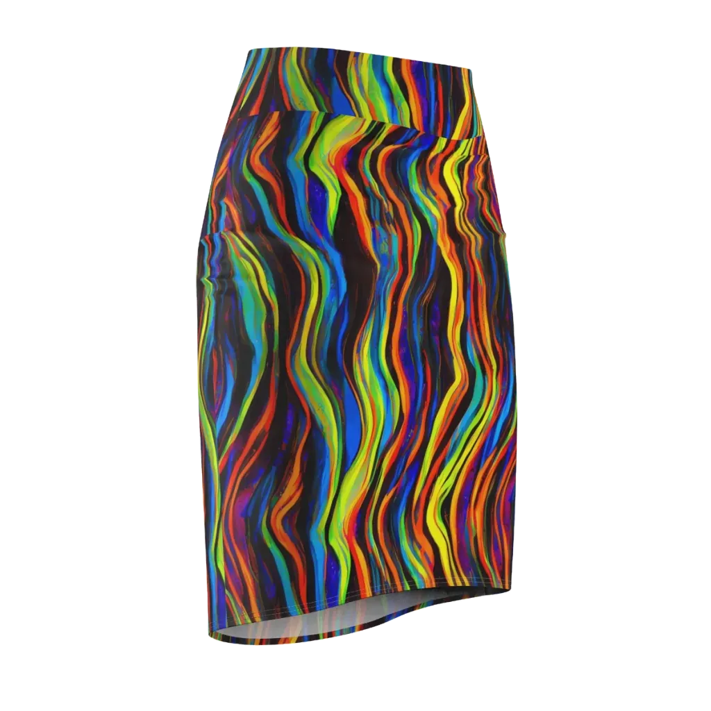 Celestial Waves on Pencil Skirt — Front Side