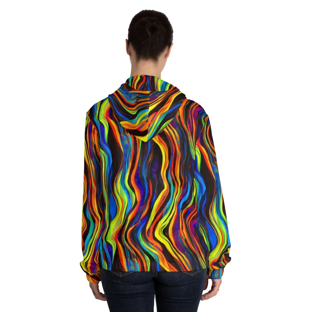 Celestial Waves on Women's Full-Zip Hoodie — Back On Person