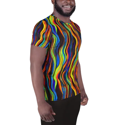 Celestial Waves on a Men's Athletic T-Shirt