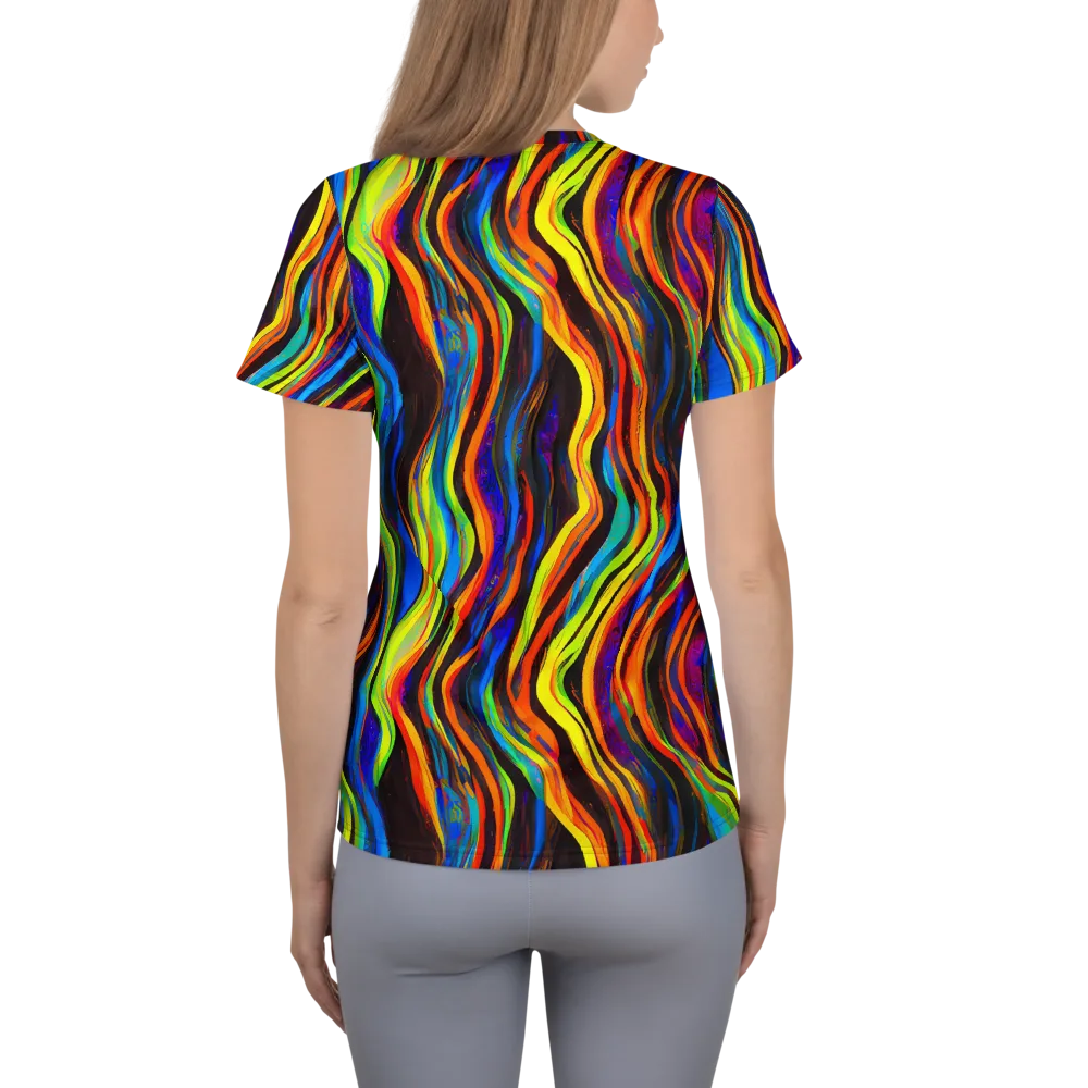 Celestial Waves on Women's Athletic T-Shirt — Back