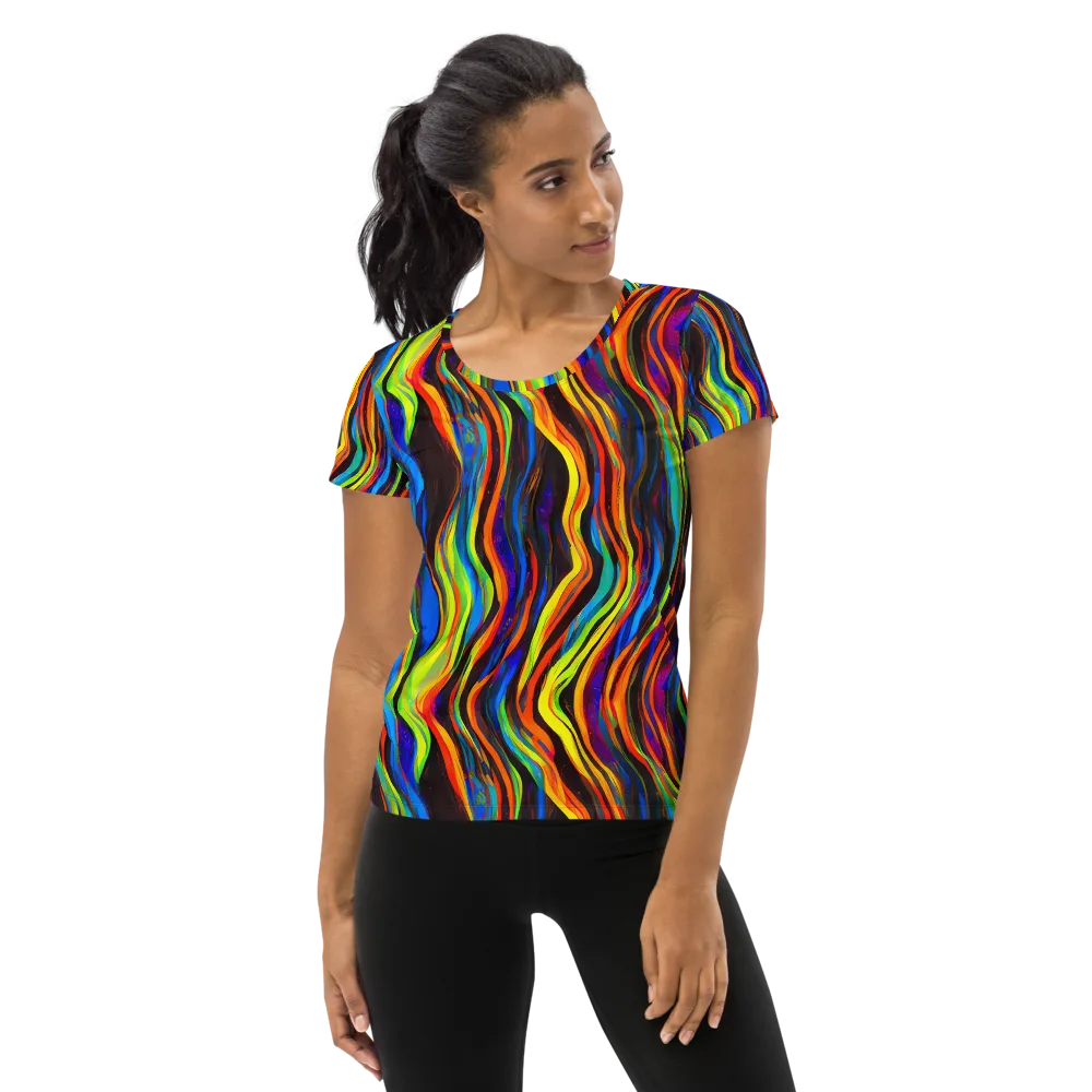 Celestial Waves on Women's Athletic T-Shirt — Front