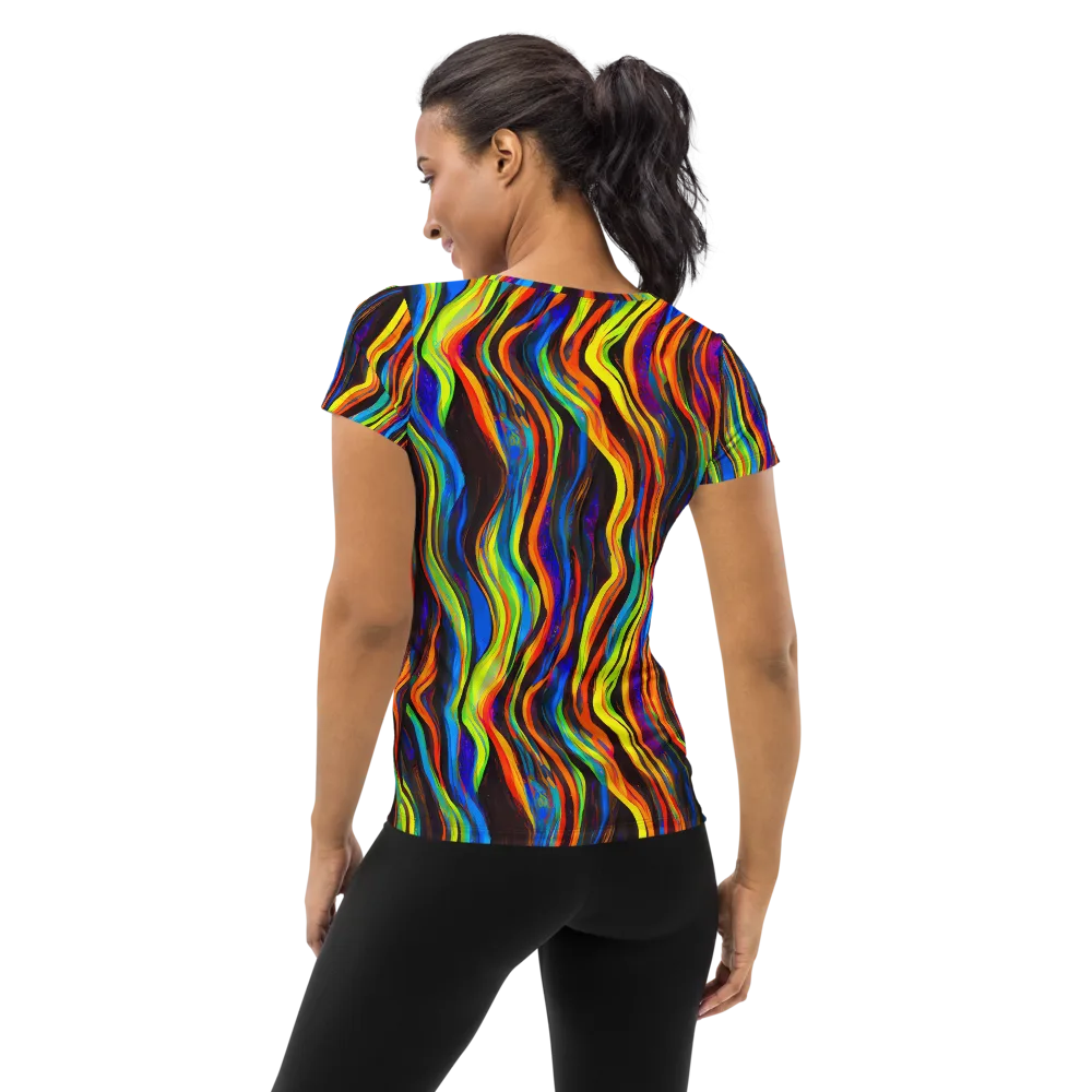 Celestial Waves on Women's Athletic T-Shirt — Back