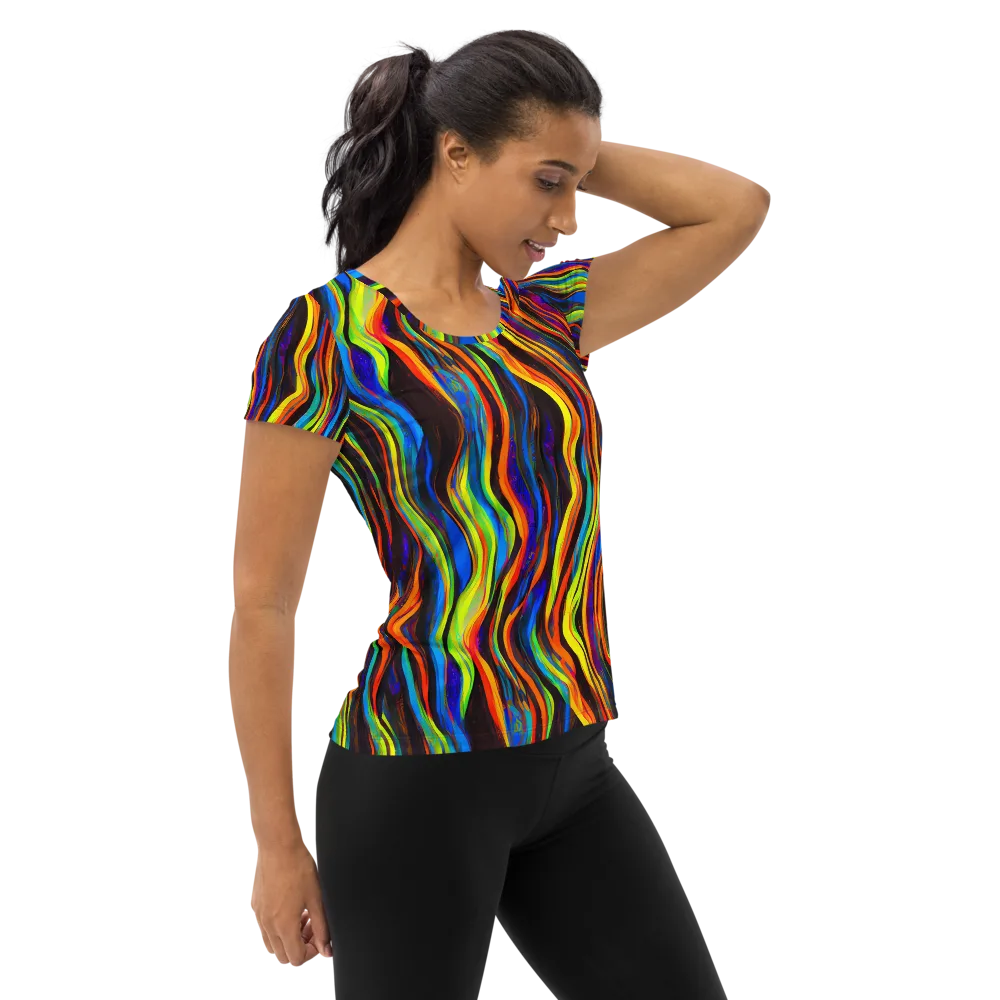 Celestial Waves on Women's Athletic T-Shirt — Right