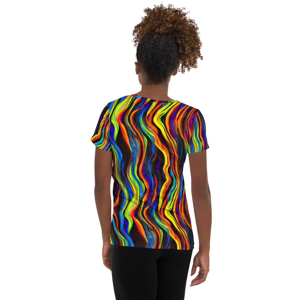 Celestial Waves on Women's Athletic T-Shirt — Back