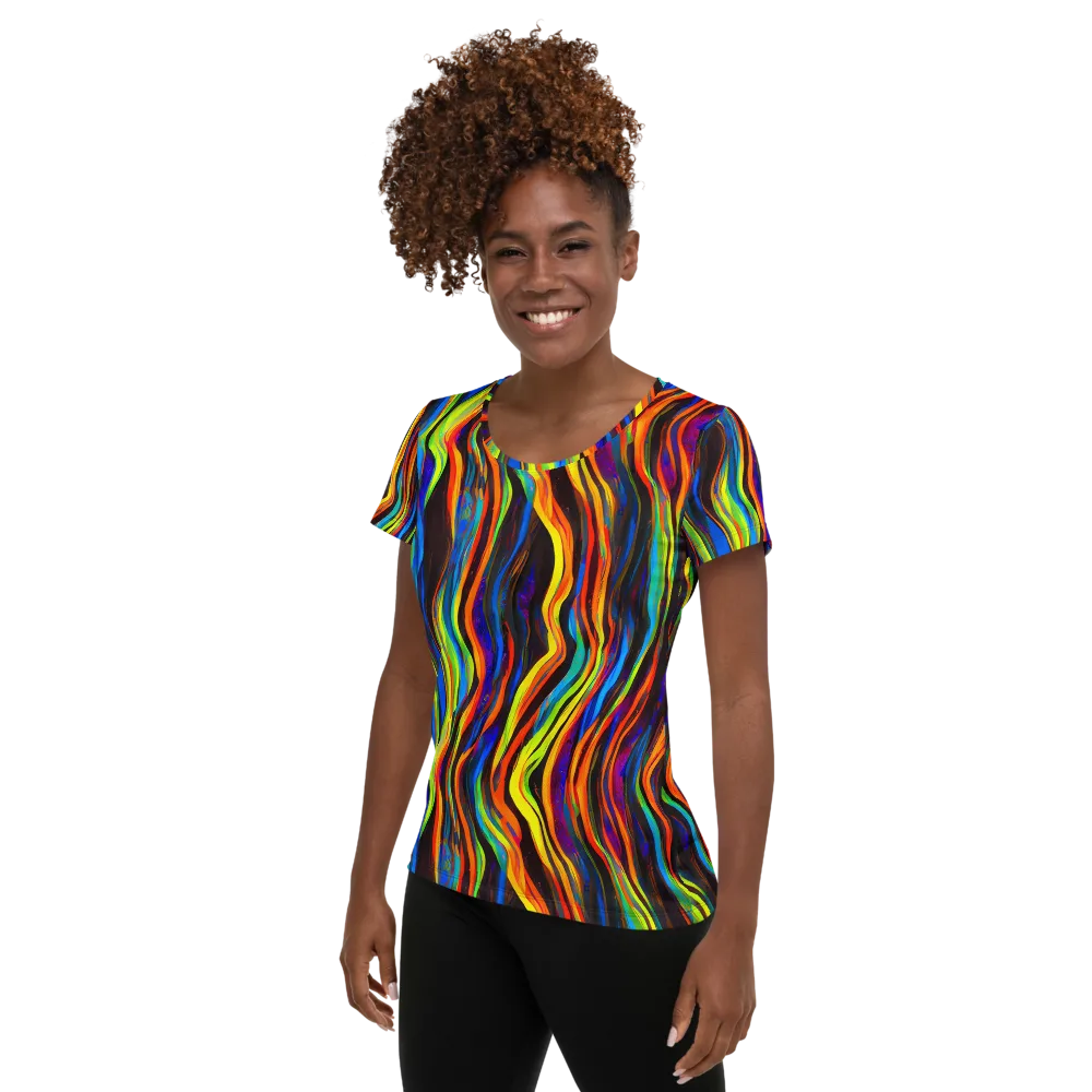 Celestial Waves on Women's Athletic T-Shirt — Left