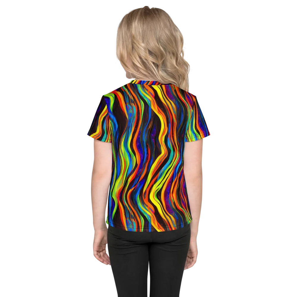 Celestial Waves on Kids Crew Neck T-Shirt — Back